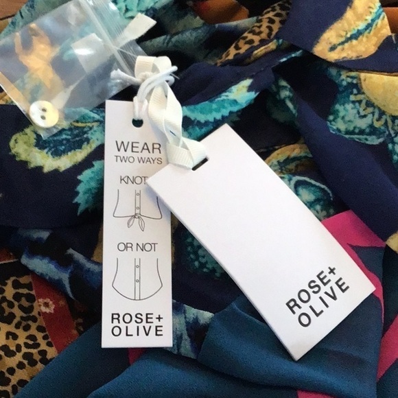 Rose & Olive lagenlook shear print button up 3/4 sleeve tunic/coverup 1X NWT - Picture 6 of 9